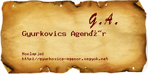 Gyurkovics Agenór névjegykártya